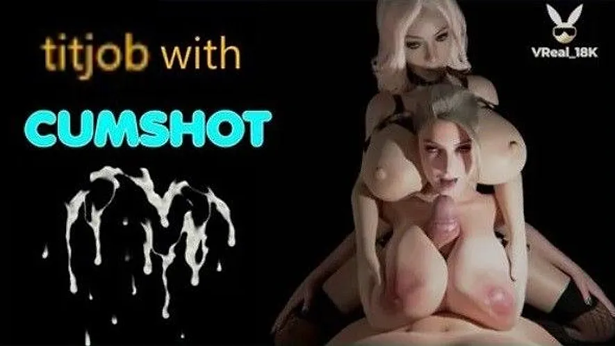 Titjob with facial cumshot on huge tits - Threesome featuring two blondes (A XXX Parody)