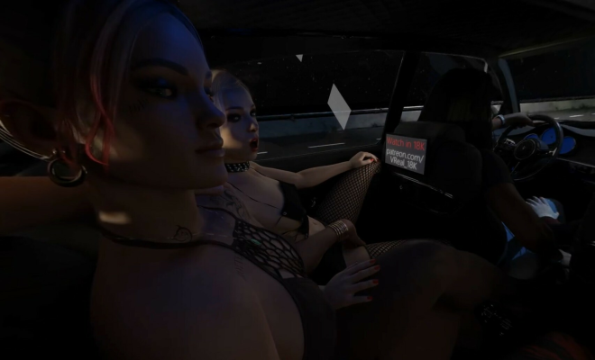 Steamy Car Threesome FFM Public Adventure - Image 1