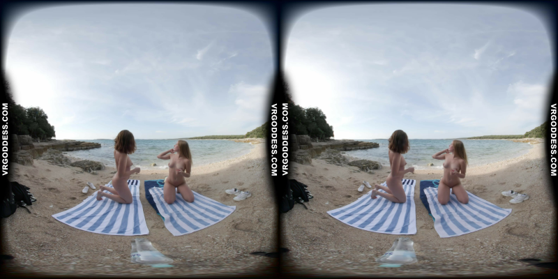 Kristina and Mira Naked Yoga on Tropical Beach - Image 4