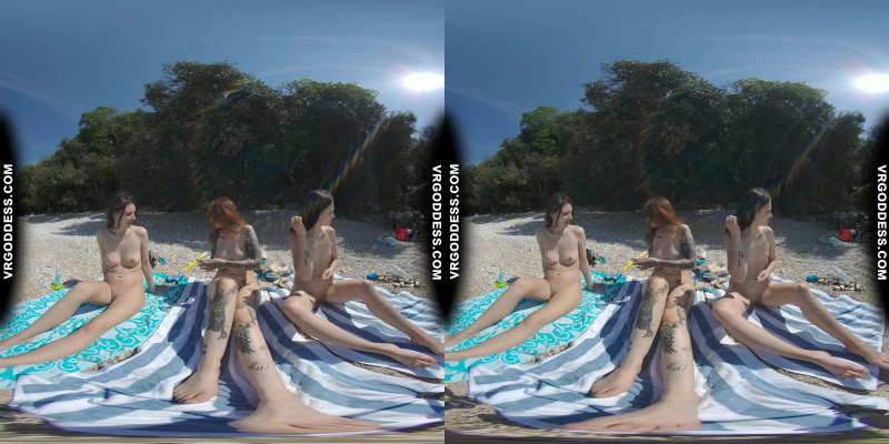 3 Babes On Nude European Beach Mini Lesbian Outdoor Vacation Orgy Matty Cheri Rebeka Ruby - Image 1